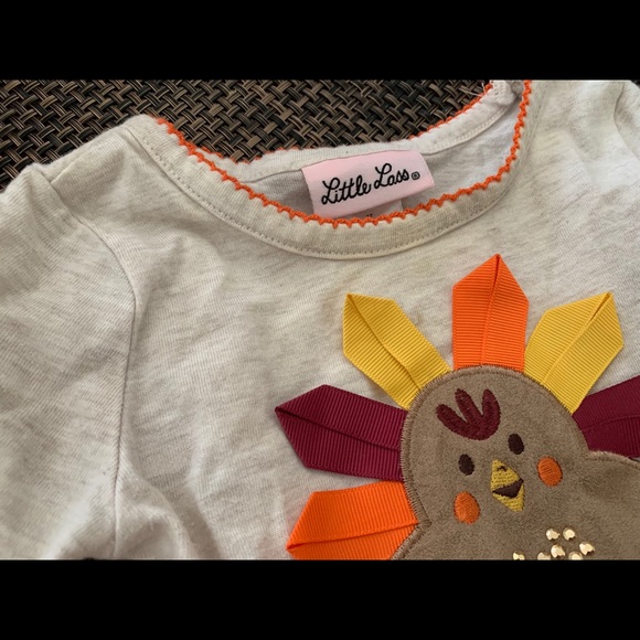 Little Lass CUTE🍁Thanksgiving 🦃outfit set - Picture 3 of 8